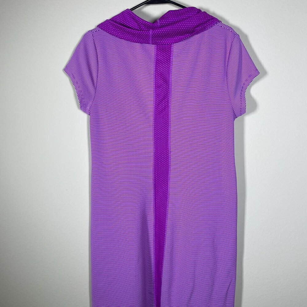 Title Nine Layli Active Dress Pinkish Purple Stripe & Dot Cowl Neck Pockets M! - Picture 5 of 6